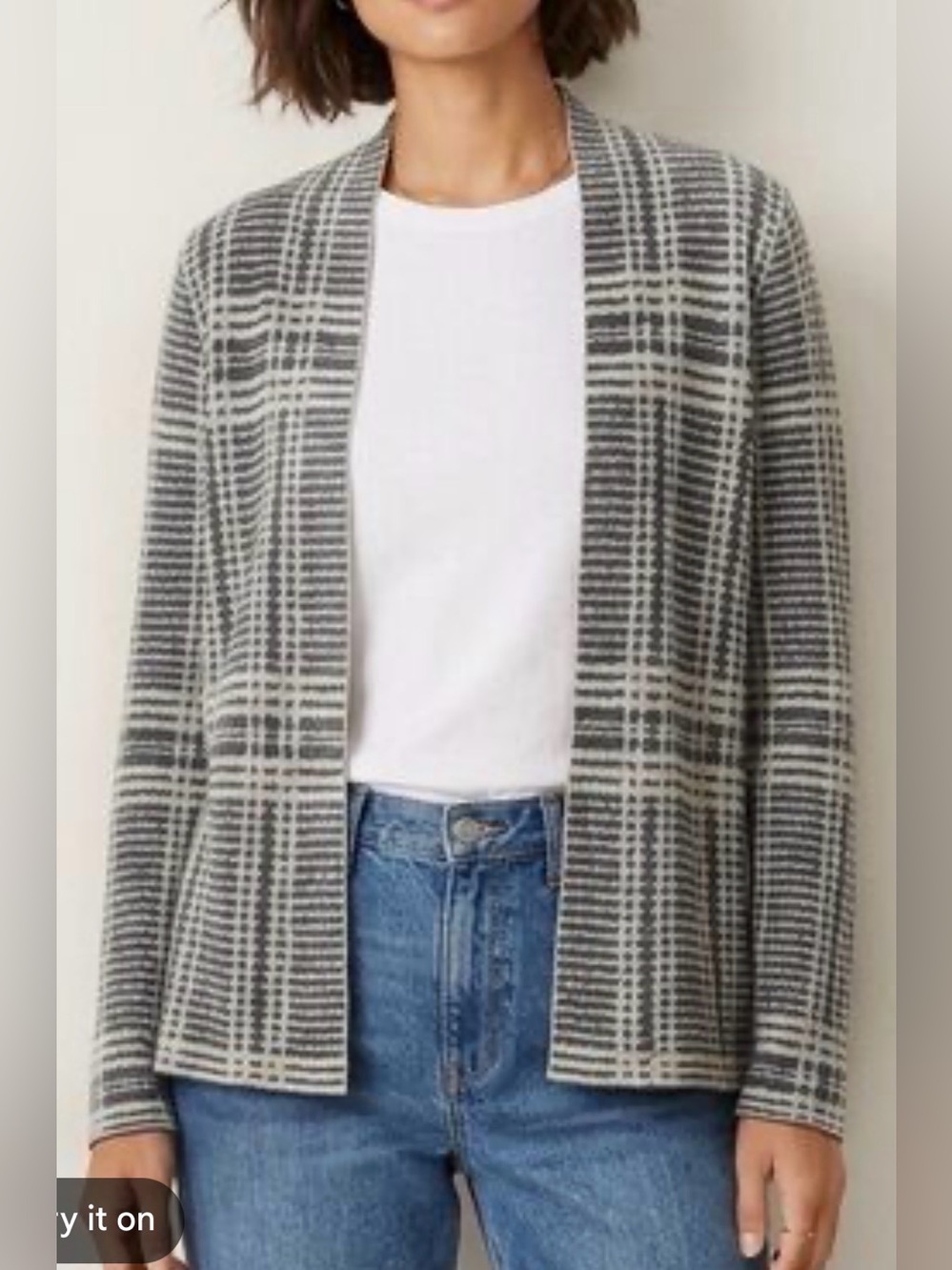 EILEEN FISHER Heather Gray Knit Coastal Grandma Open Knit cardigan L